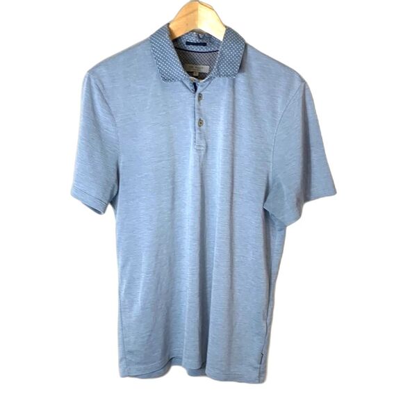 Ted Baker Blue Frend Polka Dot Collar Short Sleeve Polo Shirt Size 4 (US L) - Picture 2 of 13
